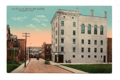 NAUGATUCK, CT, STREET, I.O.O.F. & MASONIC HALL, Pub. SCHMELZER #20,  used 1910s