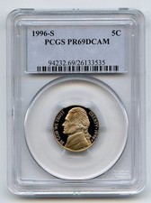 1996 S 5C Jefferson Nickel Proof PCGS PR69DCAM