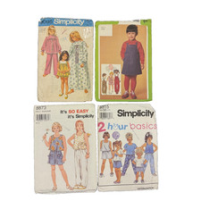 Lot of 4 Simplicity Kids Sewing Patterns Set Vintage Collection