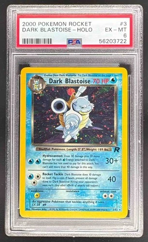 56203722 Dark Blastoise 2000 Pokemon Team Rocket #3 Holo PSA 6