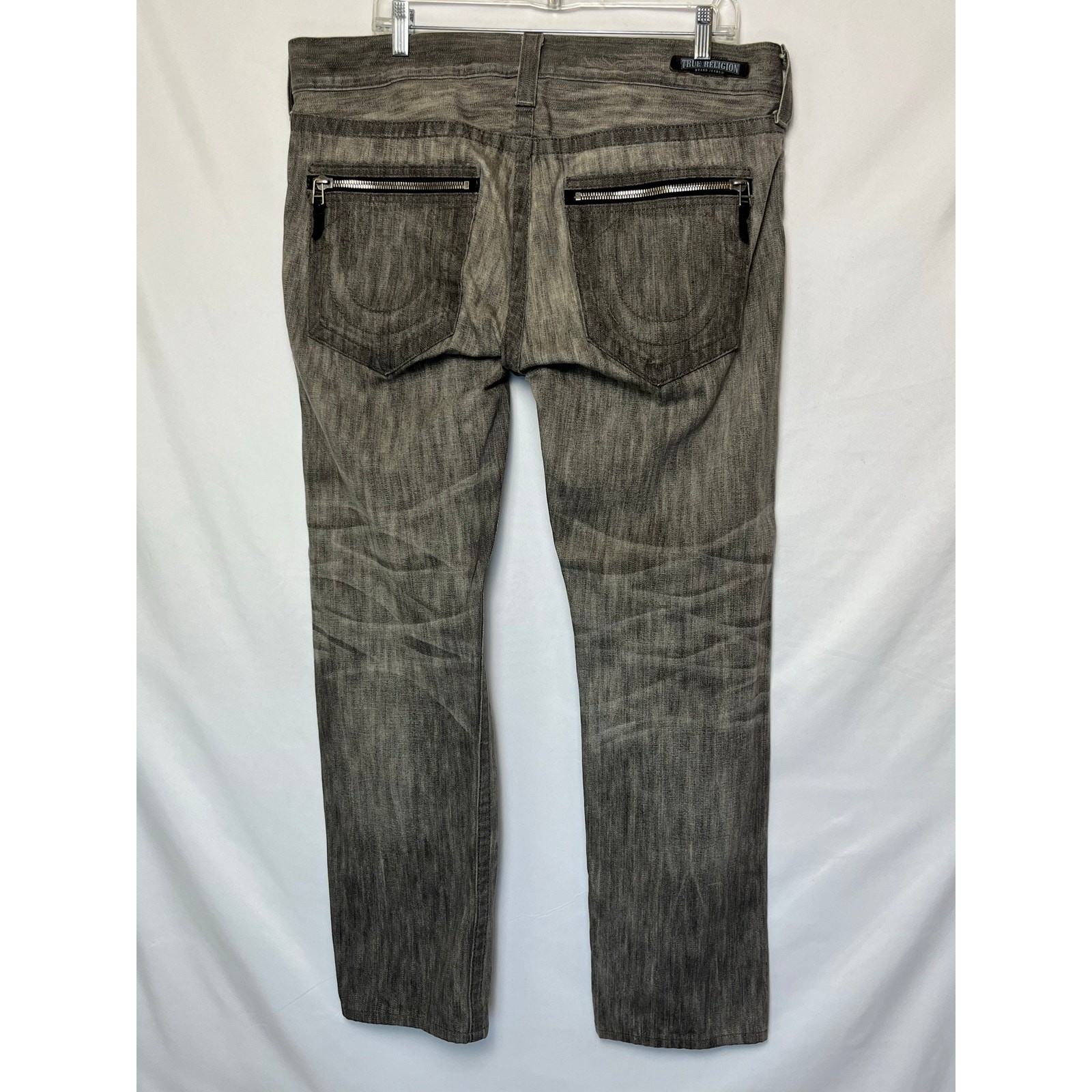 True Religion Men’s Size 36 Gray Denim Button Fly Straight Leg Jeans M05T6U50 thumbnail 2