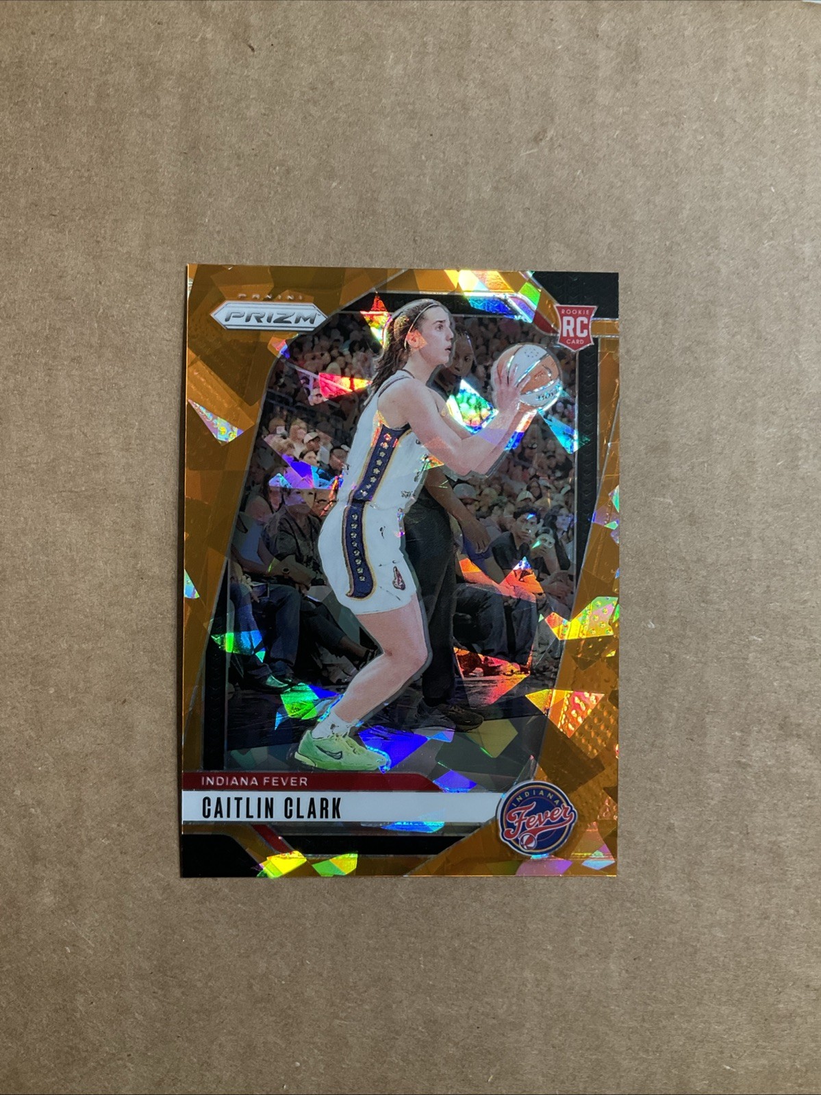 2024 PANINI PRIZM WNBA Caitlin Clark ( FEVER ) ORANGE CRACKED ICE PRIZM RC #22