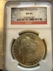 1921 Morgan Silver Dollar NGC MS 64 Special Morgan Dollar And American Flag LBL