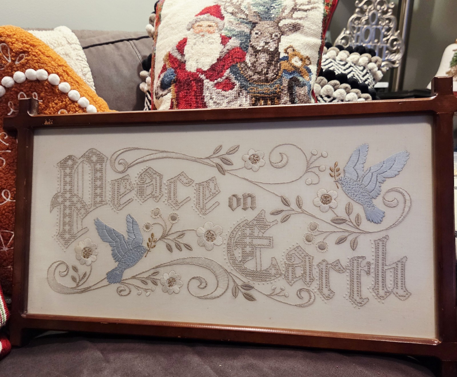 Peace On Earth Creative Circle Framed Completed Art 10" X 20"
