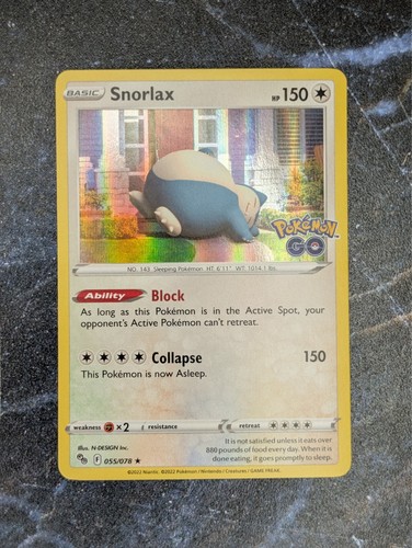 Snorlax 055/078 Pokémon GO Holo