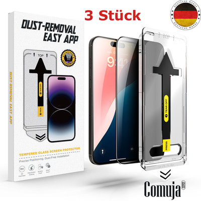 3er Pack iPhone 12-16 Pro Max Displayschutz Schutzfolie Privacy  9H+Anbringhilfe