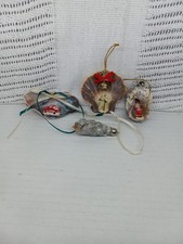 Lot 4 Seashell Christmas Ornaments Sparkle Ocean Themed Beach Sand Decor Coastal