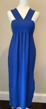Urban Outfitters Women's Blue Size XS Long Side Slit V Neck Strappy Dress