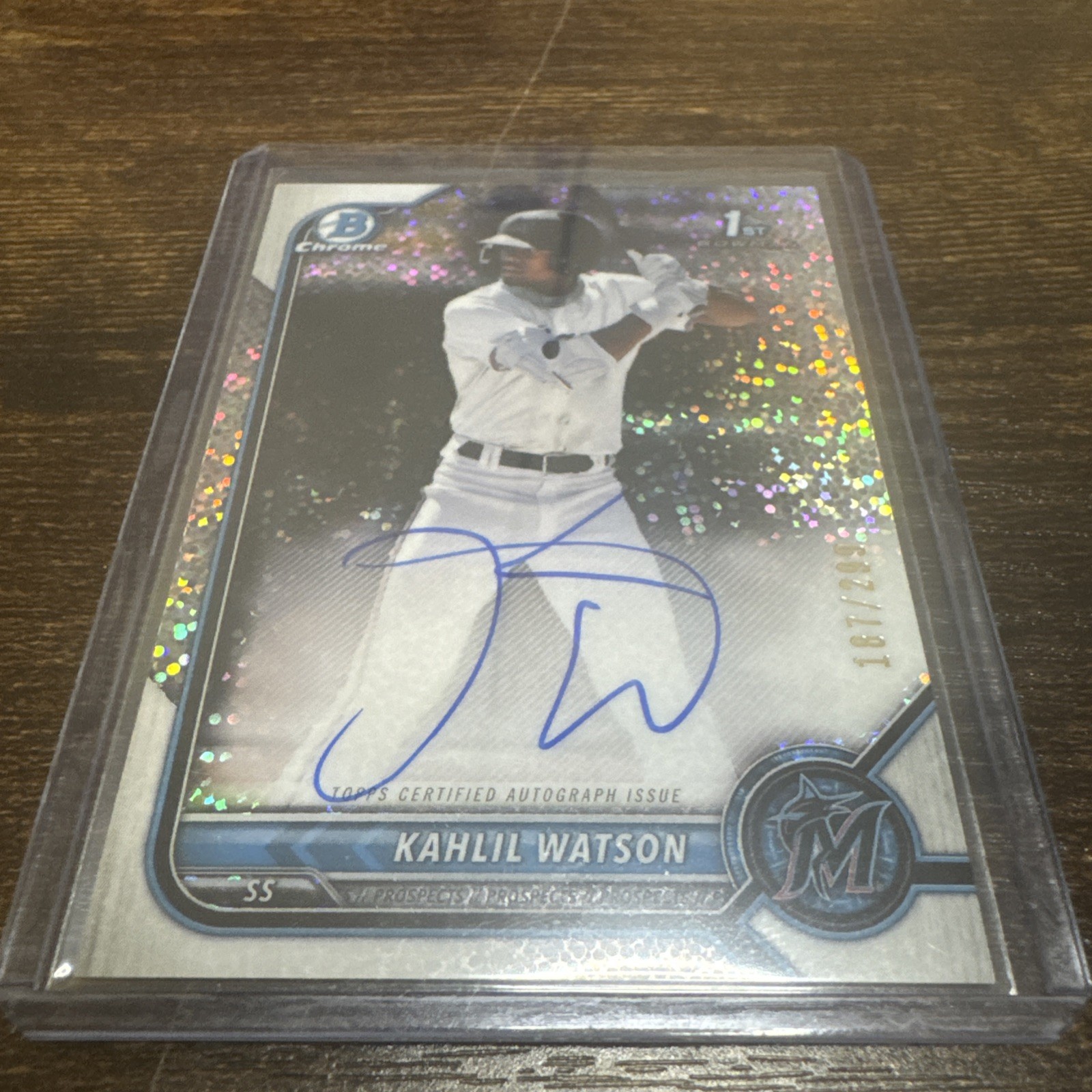 KAHLIL WATSON 2022 Bowman Chrome Prospect Speckle AUTO /299 #CPA-KW MARLINS