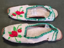 Vintage 1920s 1930s Cabrera Peep Toe Knit Sandals Shoes Slippers Venezuela AS-IS