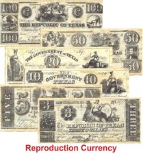 The Republic of Texas Currency Set 1838-1841 - Banknotes - Redback Currency