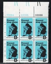 ALLY'S US Plate Block Scott #1438 8c Prevent Drug Abuse [6] MNH [A-UL]