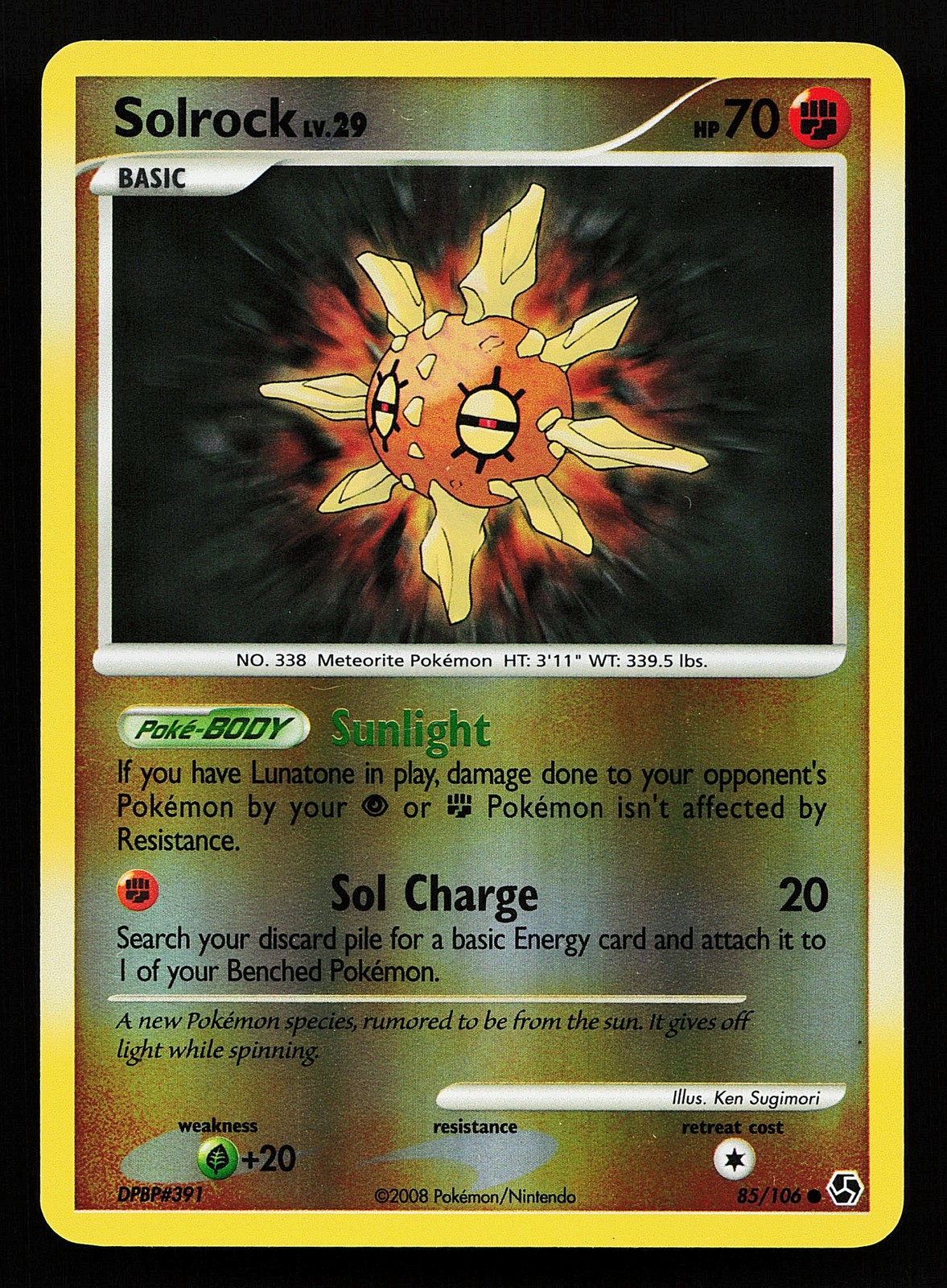 Solrock 85/106 Reverse Holo Great Encounters Pokémon Card