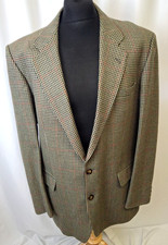 Vintage St Michael Houndstooth Tweed Wool Blazer Jacket Smart Casual Green A115