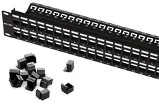 Blank 48-Port Keystone Patch Panel, 2U 19 Rackmount/Wallmount with Metal Hous...