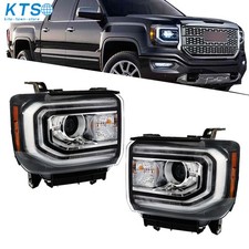 For GMC Sierra 1500 16-2018 Projector Headlight HID W/LED DRL Headlamp Set LH+RH