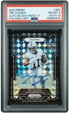2023 Panini Prizm Tre Tucker #362 Black Finite Prizm /1 (RC) (AU) PSA 8 Auto 10
