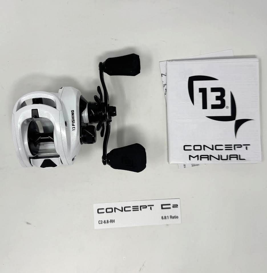 13 FISHING " CONCEPT C2 " 6.8:1 FRESHWATER BAITCAST REEL * NEW * RH -- C2-6.8-RH