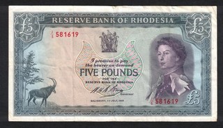 1966 RHODESIA 5 POUNDS