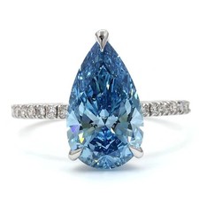 Ring - 18 kt Weißgold - 3.30ct. tw. Blau Diamant (Laborgezüchteter (Lab Grown) F