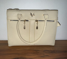 Damen Handtasche Beige Kunstleder Doppelgriff...