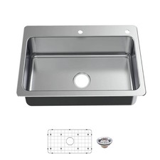 Glacier Bay Bratten 33 in Drop-In Single Bowl 18G Stainless Steel Kitchen Sink