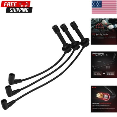 HYR 7mm silicone Spark Plug Wire Set 3PCS for John Deere 825i S4 Gator, Black