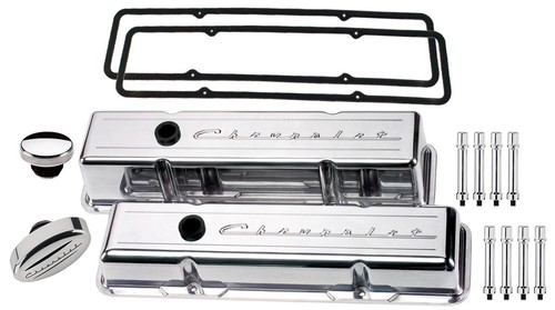 BILLET SPECIALTIES POLISHED SHORT VALVE COVERS CHEVROLET SCRIPT 