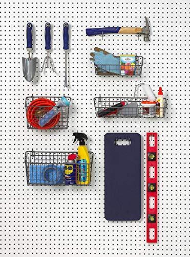 16 Inch Pegboard Baskets Wire Shelf Tools Basket Organizer for Workbench Garage - Picture 6 of 7