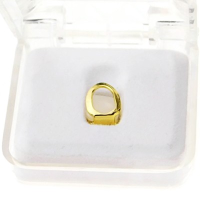 14k Gold Plated Open Face Grillz Single Cap Hip Hop Bottom 1 One K9 Tooth Grill