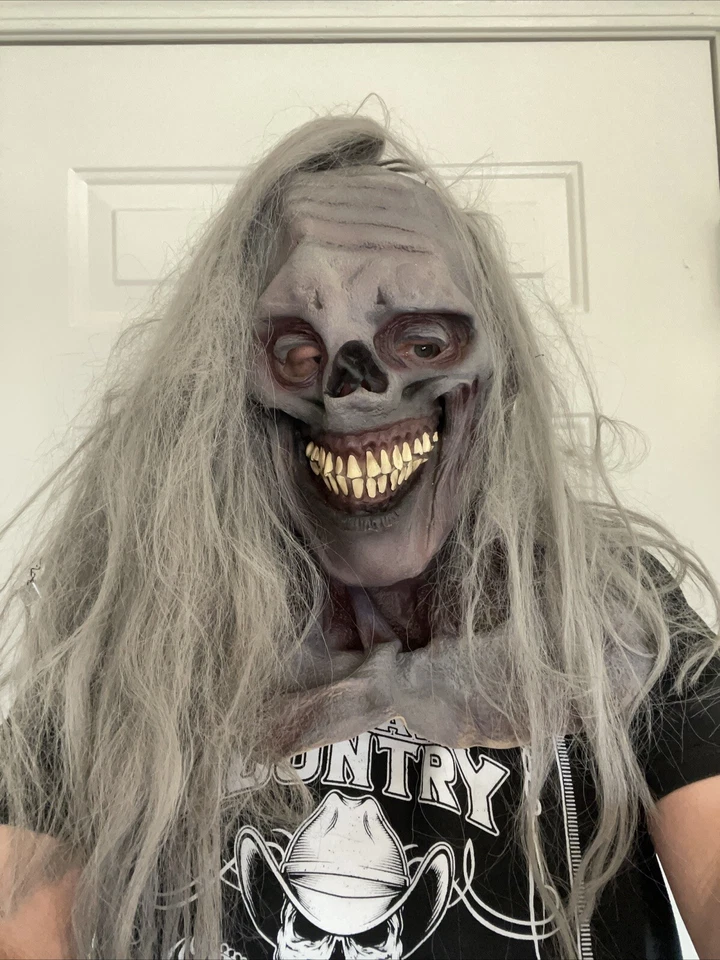 zombie halloween mask Paper Magic Full Head Hair Neck  Chest Dead Scary Vtg 1996 - Image 2 of 4