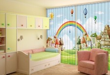 3D Rainbow House Meadow ZHUA2581 Photo Curtain Window Blockout Fabric Amy 2023
