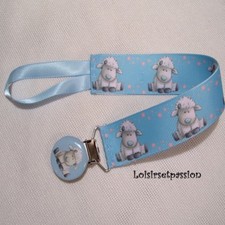 ATTACHE TÉTINE, SUCETTE, Mouton blanc, Cadeau naissance Fille Garçon - AT07