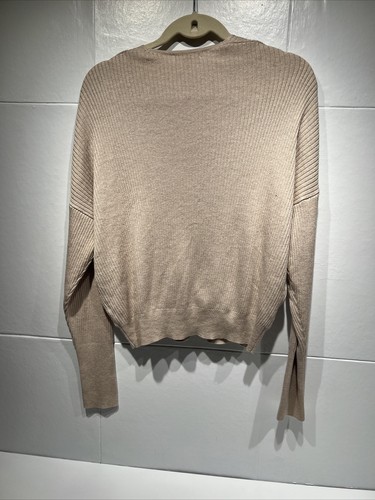 Leith Women’s Cream Wrap Front Long Sleeve V-Neck Cropped Sweater Large - Bild 3 von 8