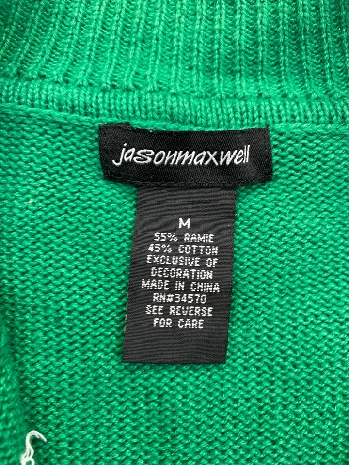 Cárdigan Jason Maxwell Suéter Mujer Mediano Bordado Navidad Retazos De Colección Foto 3 de 4