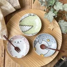 Japanese Made Mino Ware Hedgehog Penguin Crocodile Small Plate Dessert Plate