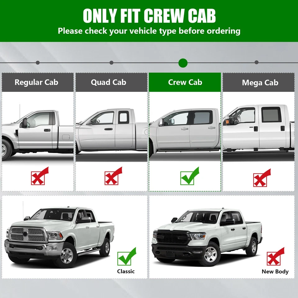 Running Boards For 2010-2022 Dodge Ram 2500/3500 Crew Cab Side Steps Nerf Bars Foto 4 de 4