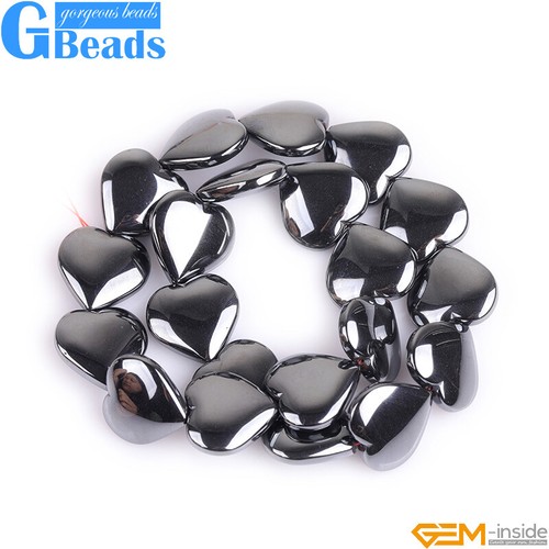 Heart Shape Black Hematite Gemstone Beads For Jewelry Making Free Shipping 15" - Picture 26 of 40