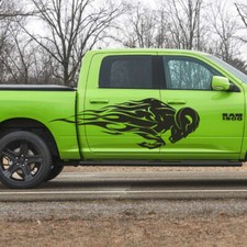 2x Fits Dodge Ram Red Eyes Abstract Flames Truck Car Vehicle Graphic Decal Side