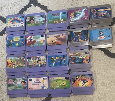 18 Vintage V Tech V Smile Games Lot Marvel Disney Thomas Reading Learning DC Bob