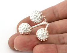 Golf Balls Ring, Adjustable Ring , Shiny silver plated Brass 8US 5204