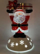 Bath & Body Works 2022 Santa Pedestal Water Globe 3 Wick Candle Holder 8.5"H #18