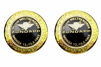 BISOMO 2x Zündapp Tank Emblem Logo Motiv Wappen WM 1965 Monza schwarz gold 3D Aufkleber
