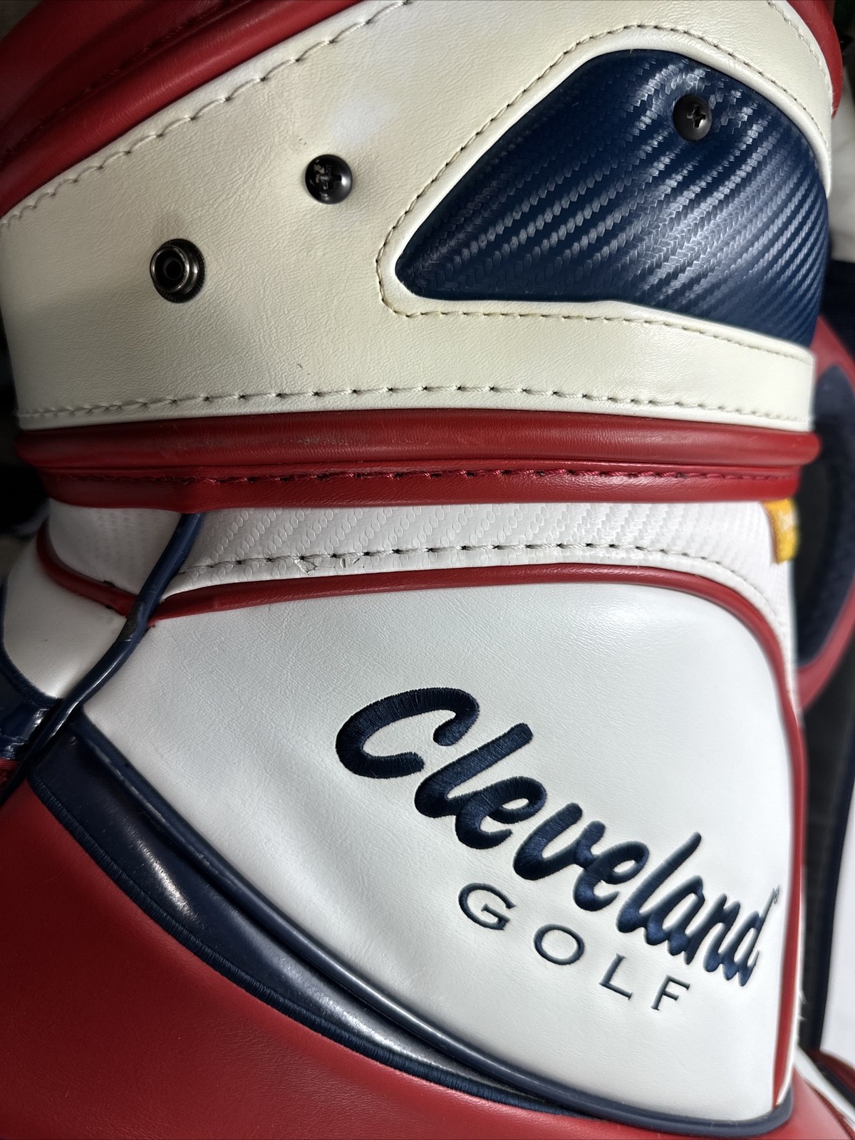 Cleveland Golf Tour Staff Bag / 6-Way /Red, White, Navy - Great shape, W/rain co