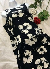 Alfani Navy and White Floral Dress Women's Size 12 Sleeveless