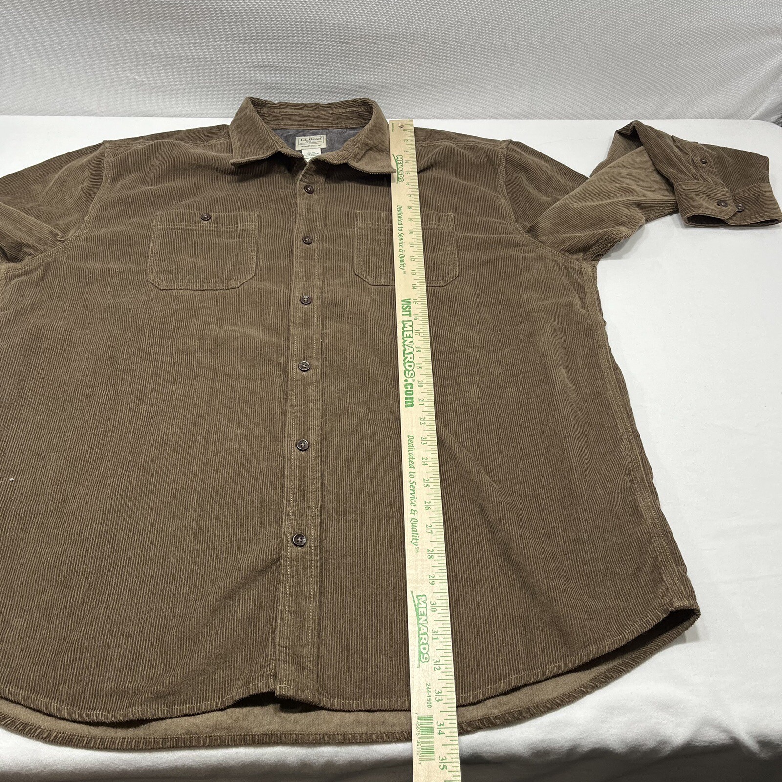 LL Bean Shirt Men’s XXL Reg Corduroy Brown Long Sleeve Cotton Shirt