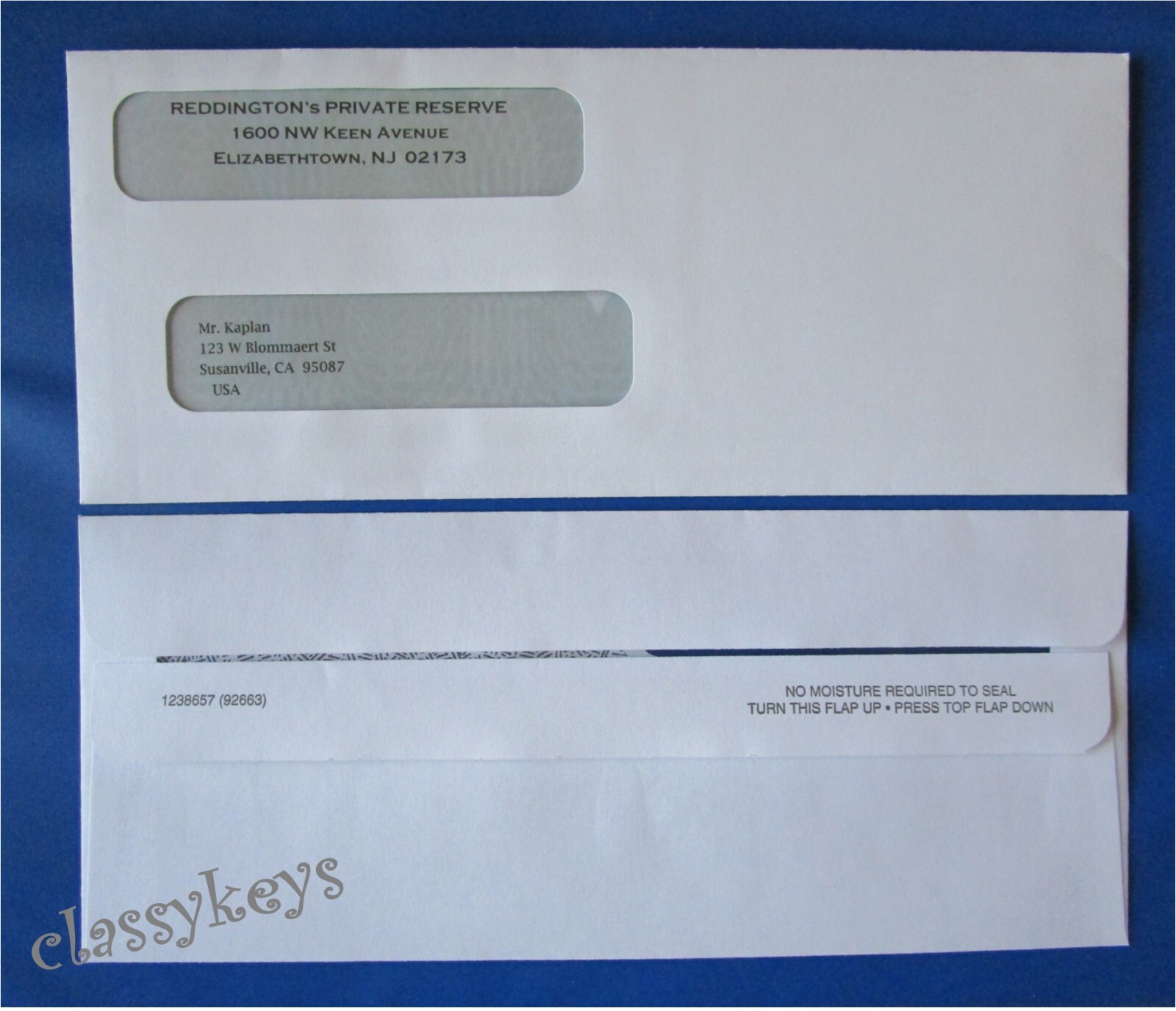 200 QuickBooks check ENVELOPES Self-Seal, Double-Window -- #8-5/8