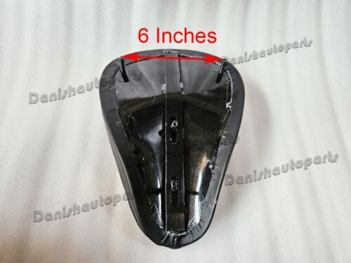 BLACK LEATHER VERT RIB CHOPPER SOLO SEAT & PILLION PAD TUCK & ROLL HARLEY BOBBER - Picture 13 of 23