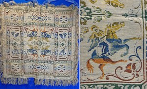 Vintage Made in Italy Morocco Jacquard Weave Tapestry Souvenir Tablecloth 85x85