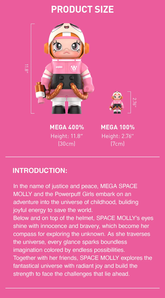 NEW Sealed Popmart MEGA SPACE MOLLY 400%+100% THE POWERPUFF GIRLS